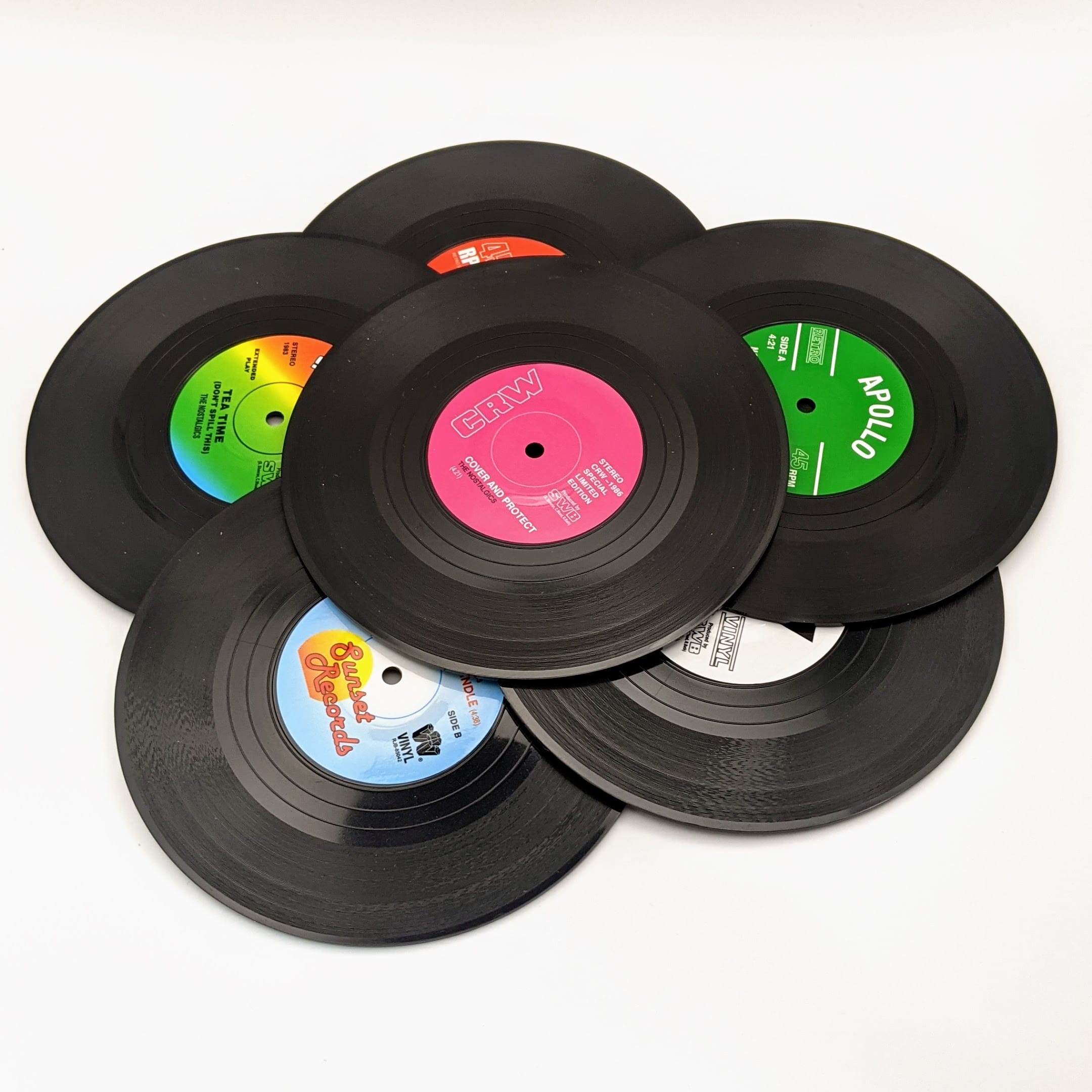 Vinyl record coasters (set of 6) – The Cave